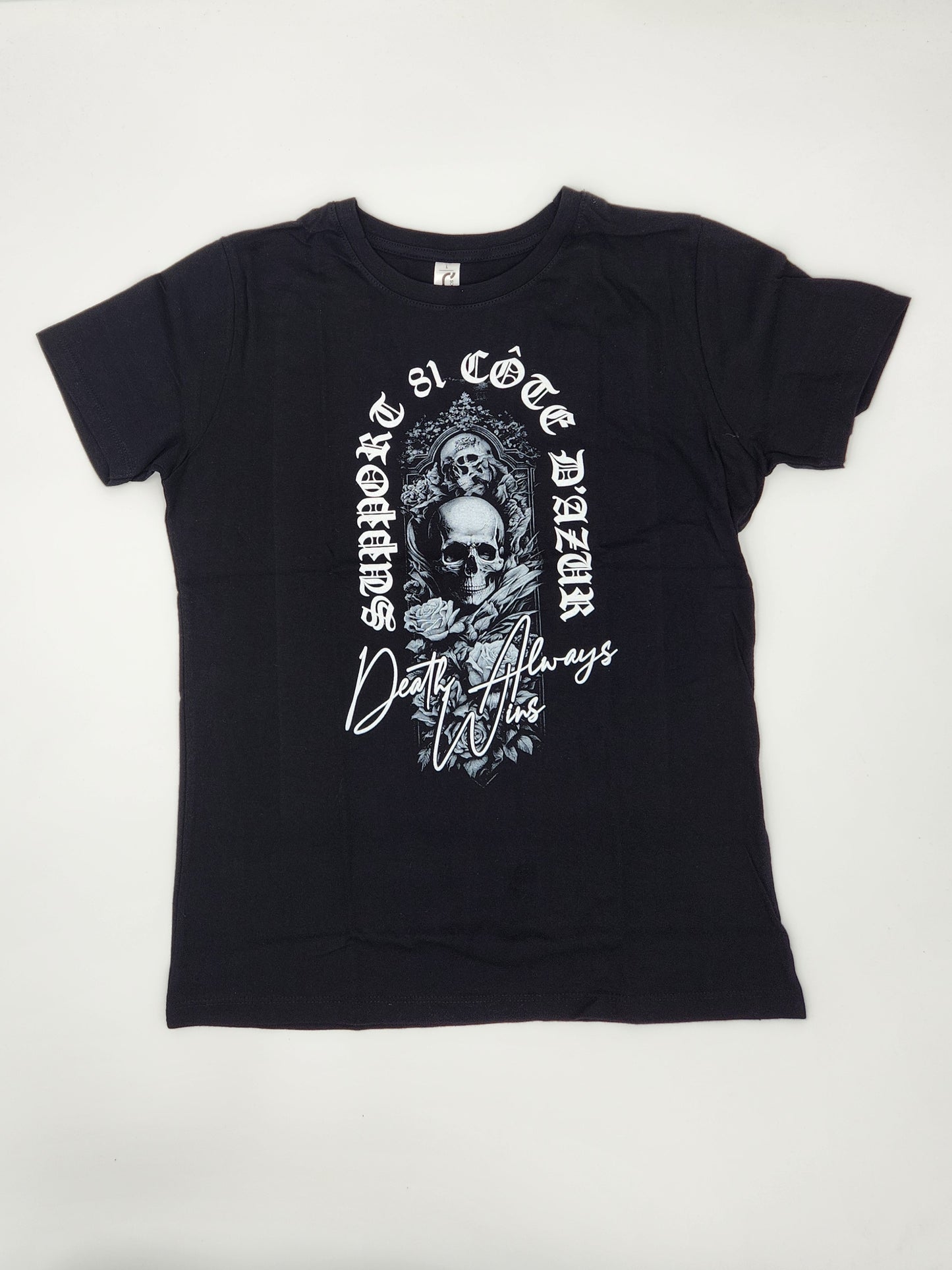 T-shirt Femme black skull & roses